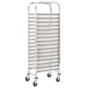 vidaXL Carrinho cozinha p/ 16 bandejas 38x55x163 cm a&ccedil;o inoxid&aacute;vel