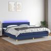 vidaXL Cama box spring c/ colch&atilde;o e LED 200x200 cm tecido azul