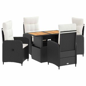 vidaXL Conjunto de Jantar para Exterior 5 unid. Preto e Branco Creme