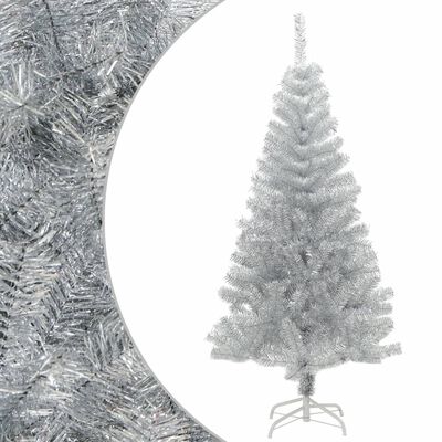 vidaXL Árvore de Natal artificial com suporte 120 cm PET prateado