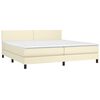 vidaXL Cama box spring c/ colch&atilde;o/LED 200x200cm couro artificial creme