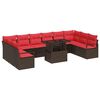 vidaXL Conjunto de Sof&aacute; de Jardim 11 unid. Castanho vime PE