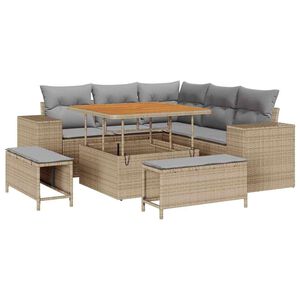 vidaXL Conjunto de Sof&aacute; de Jardim 8 unid. Bege vime PE