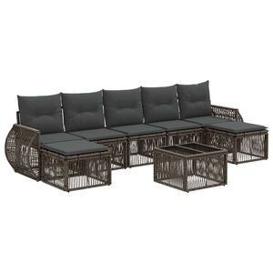 vidaXL Conjunto de Sof&aacute; de Jardim 8 unid. Cinza e Cinza Escuro vime PE