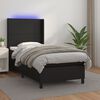 vidaXL Cama box spring c/ colch&atilde;o/LED 90x190 cm couro artificial preto