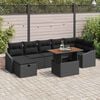 vidaXL Conjunto de Sof&aacute; de Jardim 8 pcs Preto vime PE