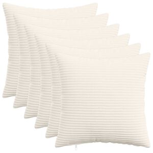 vidaXL Capa almofada 6 pcs HEERLEN Creme 30 x 30 cm cord&atilde;o