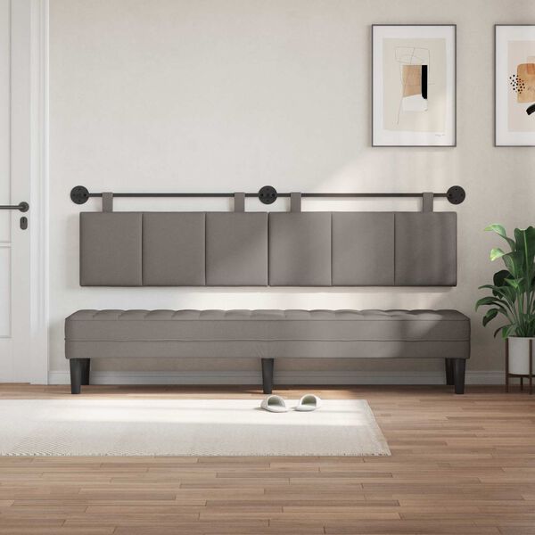 vidaXL Cabeceira Suspensa Cinzento-acastanhado 210 x 55 x 5 cm tecido