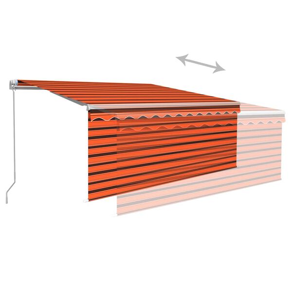 vidaXL Toldo retr&aacute;til manual com estore/LED 3,5x2,5 m laranja/castanho