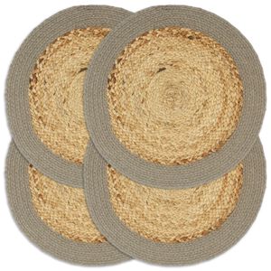 vidaXL Individuais de mesa 4 pcs juta e algod&atilde;o 38 cm natural e cinza