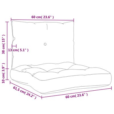 vidaXL Conjunto almofadão para sofá de paletes 60x38x13 cm tecido