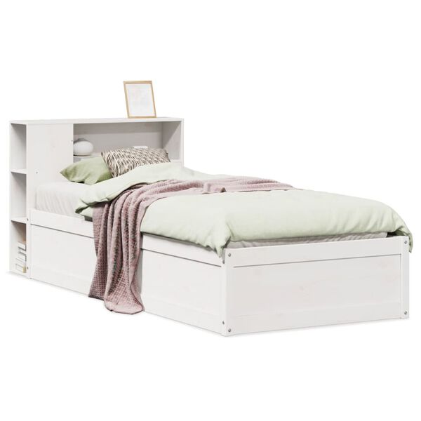 vidaXL Cama sem colch&atilde;o 90x190 cm madeira de pinho maci&ccedil;a branco