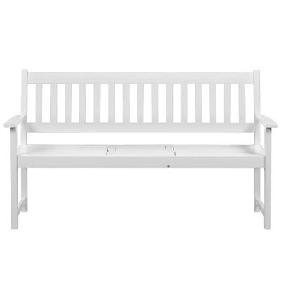 vidaXL Banco de jardim com mesa pop-up 158 cm acácia maciça branco