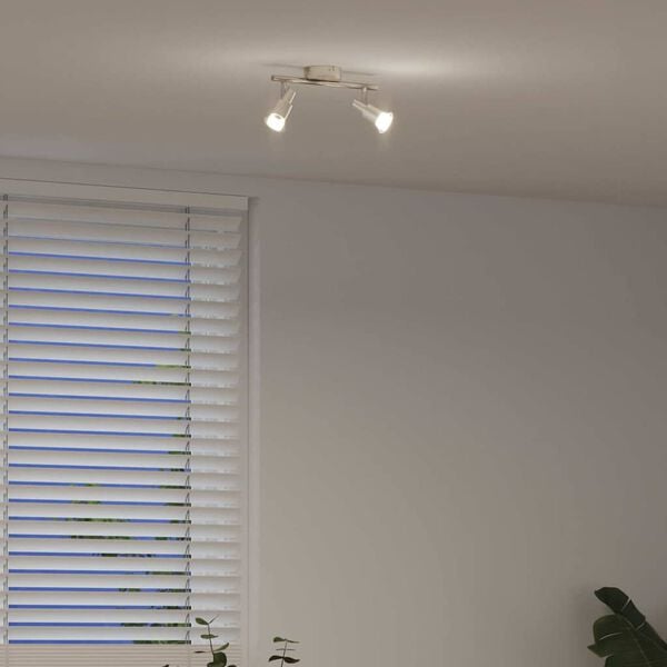 vidaXL Foco de teto com holofotes N&iacute;quel 25,5 x 8 x 11 cm A&ccedil;o