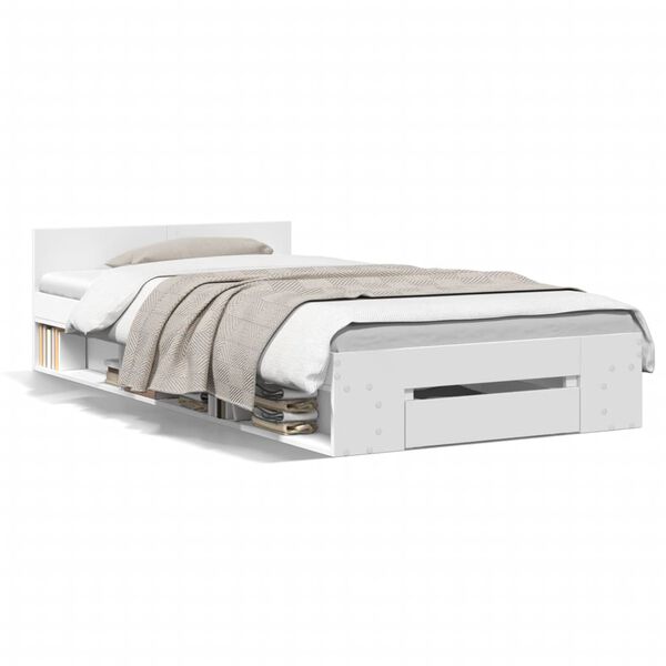 vidaXL Estrutura cama c/ gaveta 90x190 cm derivados de madeira branco