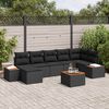 vidaXL Conjunto de Sof&aacute; de Jardim com almofada 8 pcs Preto Polirattan