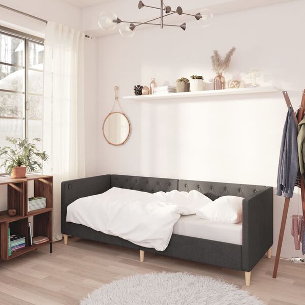 vidaXL Sof&aacute;-cama c/ colch&atilde;o e sa&iacute;da USB 90x200 cm tecido cinza-escuro