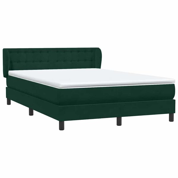 vidaXL Cama com molas/colch&atilde;o 160x220 cm veludo verde-escuro