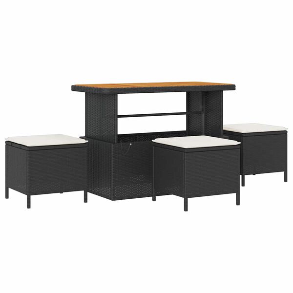 vidaXL Conjunto de Sofá de Jardim com almofada Preto Rattan Sintético