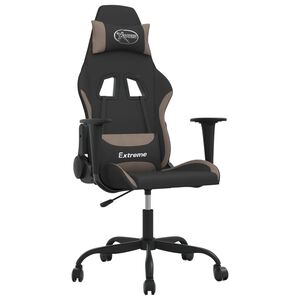 vidaXL Cadeira gaming de massagens tecido preto/cinzento-acastanhado
