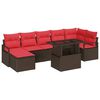 vidaXL Conjunto de Sof&aacute; de Jardim 8 pcs Marrom e Vermelho vime PE