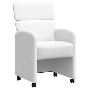 vidaXL Cadeiras de Jantar com Rodas 2 unid. Couro sint&eacute;tico Branco