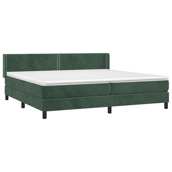 vidaXL Cama com molas/colch&atilde;o 200x200 cm veludo verde-escuro