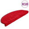 vidaXL Tapetes de escada 10 pe&ccedil;as 65x21x4 cm vermelho semicircular grande