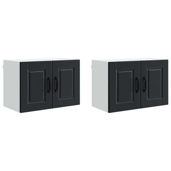 vidaXL Arm&aacute;rio de Cozinha com prateleira 2 pcs Preto 60 x 31 x 40 cm