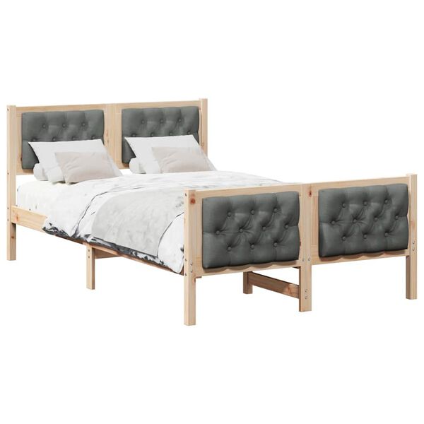 vidaXL Estrutura da Cama com cabeceira Cinza Escuro 135 x 190 cm