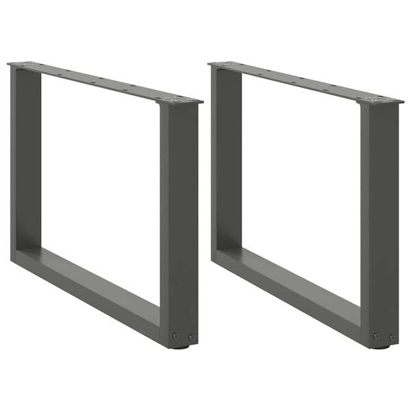 vidaXL P&eacute;s para mesa de centro em forma de U, 2 pe&ccedil;as, antracite, 70x (42-43) cm, a&ccedil;o