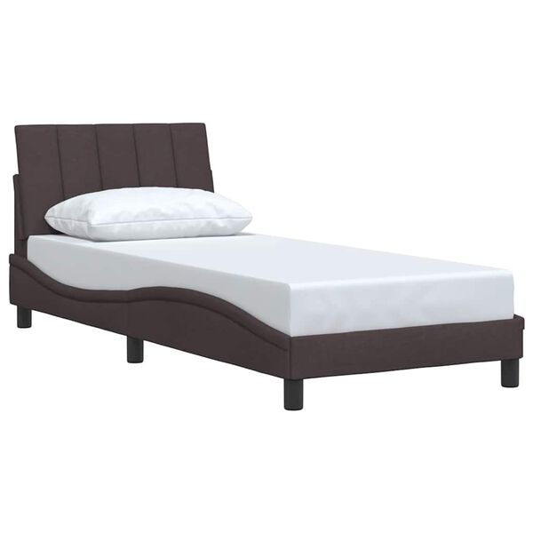 vidaXL Estrutura de cama sem colch&atilde;o Hanko 90x190 cm tecido castanho-escuro
