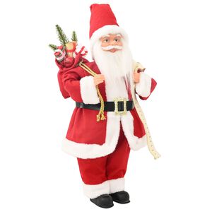 vidaXL Figura de Pai Natal Vermelho 30 cm Poli&eacute;ster