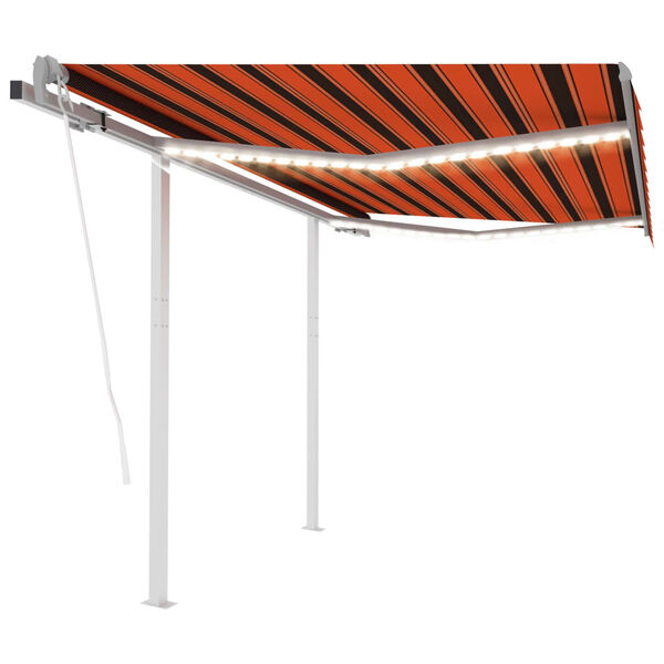 vidaXL Toldo autom&aacute;tico LED e sensor de vento 3x2,5m laranja/castanho