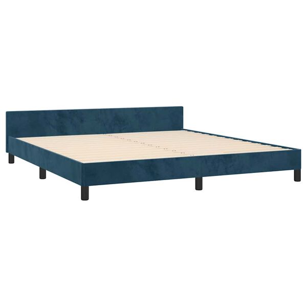 vidaXL Estrutura de cama sem colch&atilde;o 160x200 cm veludo azul-escuro