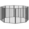 vidaXL Port&atilde;o para Cachorros 8 unid. Preto 80 x 100 cm A&ccedil;o Galvanizado