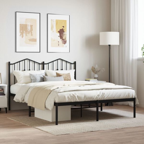 vidaXL Estrutura de cama com cabeceira 140x190 cm metal preto