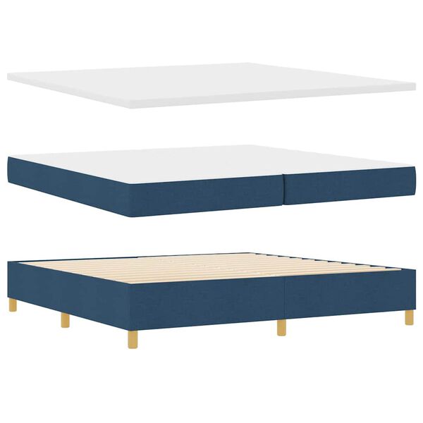 vidaXL Cama Box com colch&atilde;o com cabeceira Azul 200 x 200 cm tecido