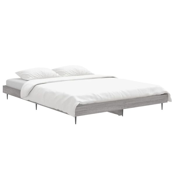 vidaXL Estrutura de cama 135x190 cm derivados de madeira cinza sonoma