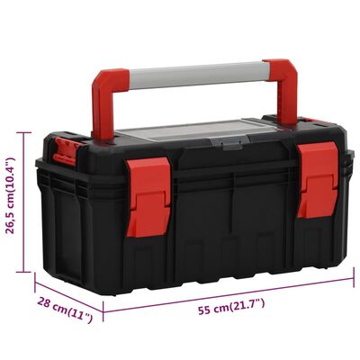 vidaXL Caixa de ferramentas 55x28x26,5 cm preto e vermelho
