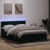 vidaXL Cama box spring c/ colch&atilde;o e LED 160x220 cm veludo verde-escuro