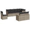 vidaXL 8 pcs conj. sof&aacute;s jardim c/ almofad&otilde;es vime PE cinzento-claro