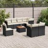 vidaXL 9 pcs conjunto de sof&aacute;s p/ jardim c/ almofad&otilde;es vime PE preto