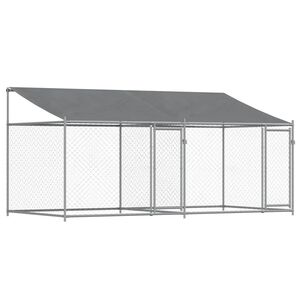 vidaXL Jaula para c&atilde;o com telhado/portas 4x2x2 m a&ccedil;o galvanizado cinza