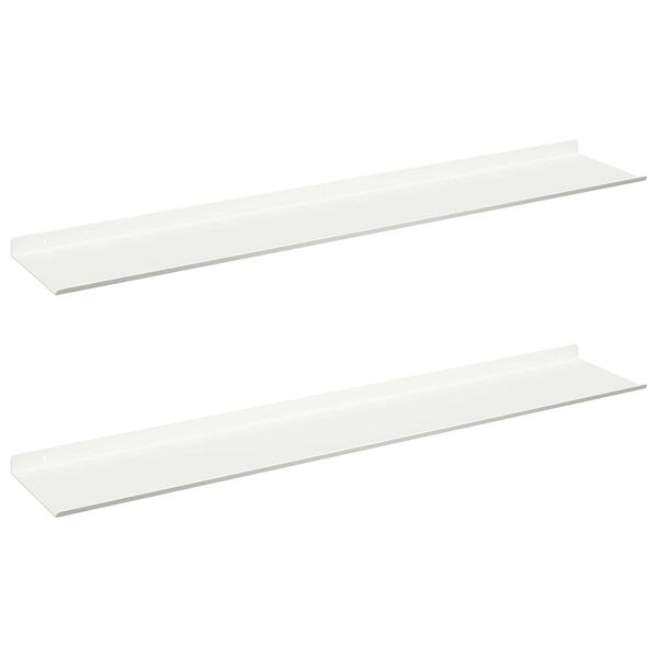 vidaXL Prateleira Flutuante 2 pcs Branco 100 x 18 x 2,5 cm A&ccedil;o