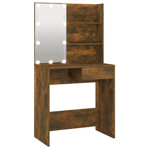 vidaXL Toucador com LEDs 74,5x40x141 cm cor carvalho fumado