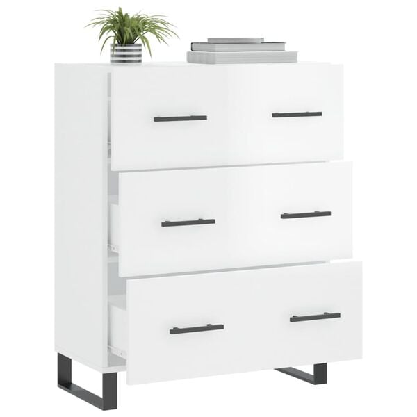 vidaXL Aparador 69,5x34x90 cm madeira processada branco brilhante