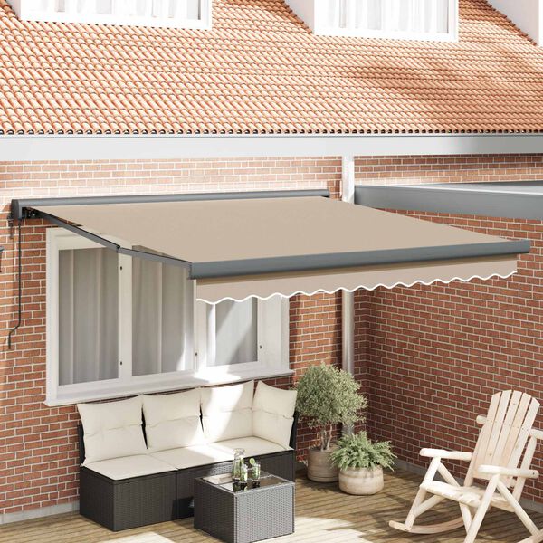 vidaXL Toldo Bege 350 x 250 cm Poli&eacute;ster e Alum&iacute;nio