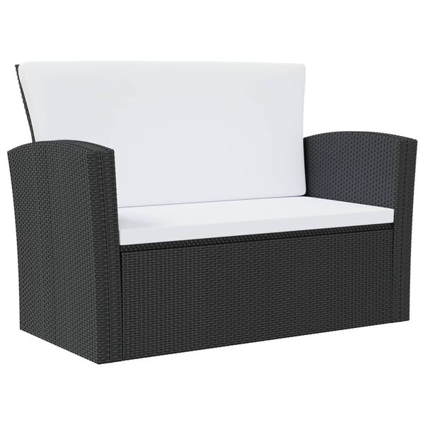 vidaXL 8 pcs conjunto lounge de jardim c/ almofad&otilde;es vime PE preto