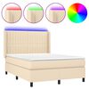 vidaXL Cama box spring c/ colch&atilde;o e LED 140x200 cm tecido cor creme